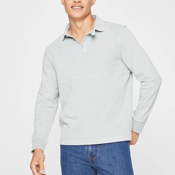 Hi-Low Washed Rugby Shirt - New With Tags - NEVER WORN - Weathered Blue